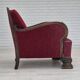 Fauteuil relax vintage danois des années 1950, tissu d'ameublement, bois de chêne, d'origine.