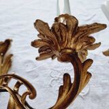 Pair of vintage French wall sconces in bronze, Louis XV Rococo style.