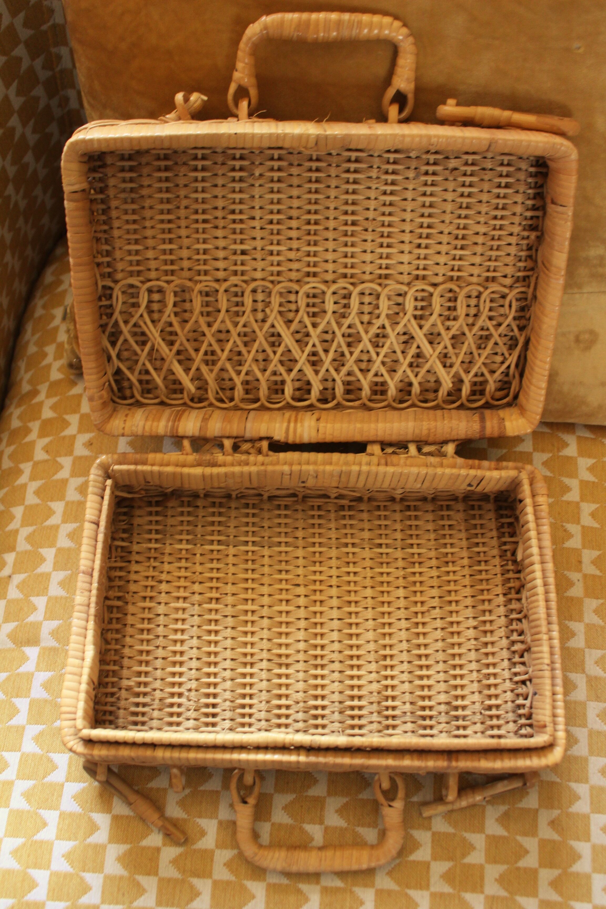 Vintage wicker suitcase