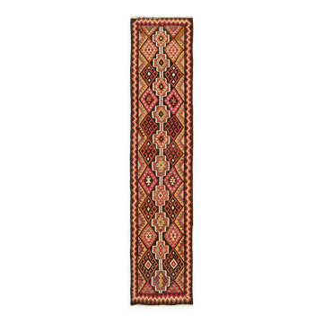 Turkish Handwoven Vintage Herki Kilim 80 cm x 350 cm