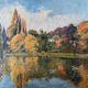 Table HST "Red house by the river" signed C. Normand early XX°