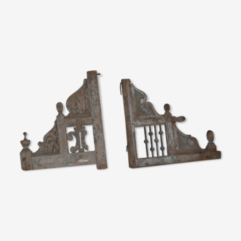 Two parts of railings, kind of crows from the 19th century. century carved wood