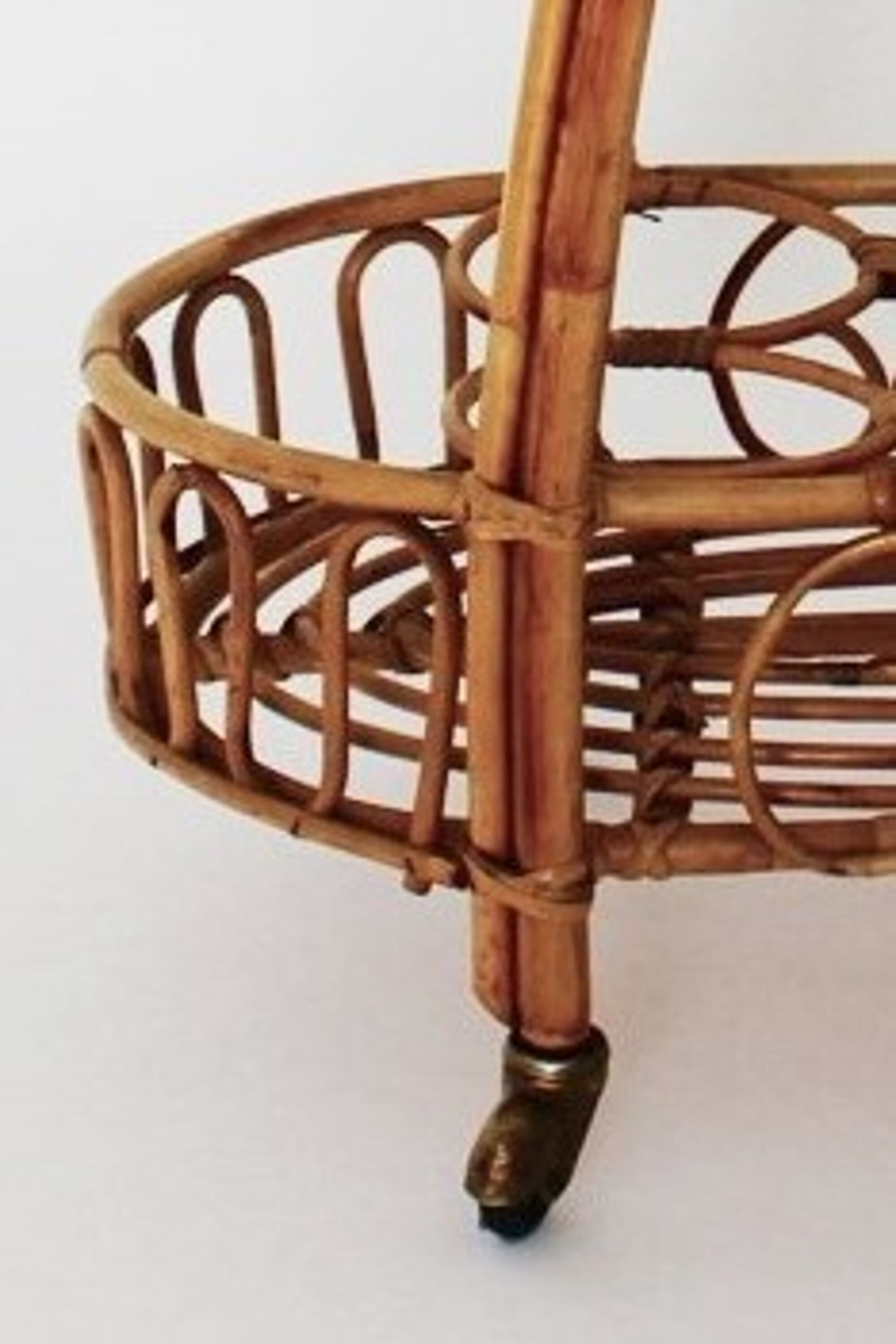 Aperitif service trolley vintage dessert in rotin osier vintage 1960 mid-century furniture