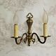 French vintage traditional double brass wall sconce scrolled arms