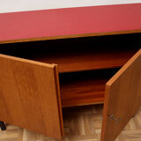 1960s sideboard in teak and formica red