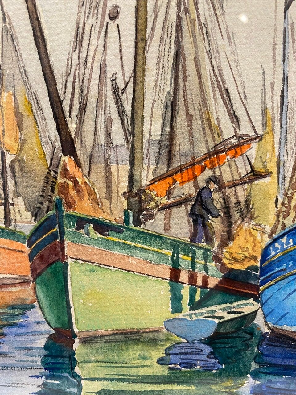 Old painting, Marine, signed and dated 1933