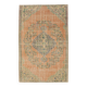 Tapis anatolien ancien orange, vert et bleu