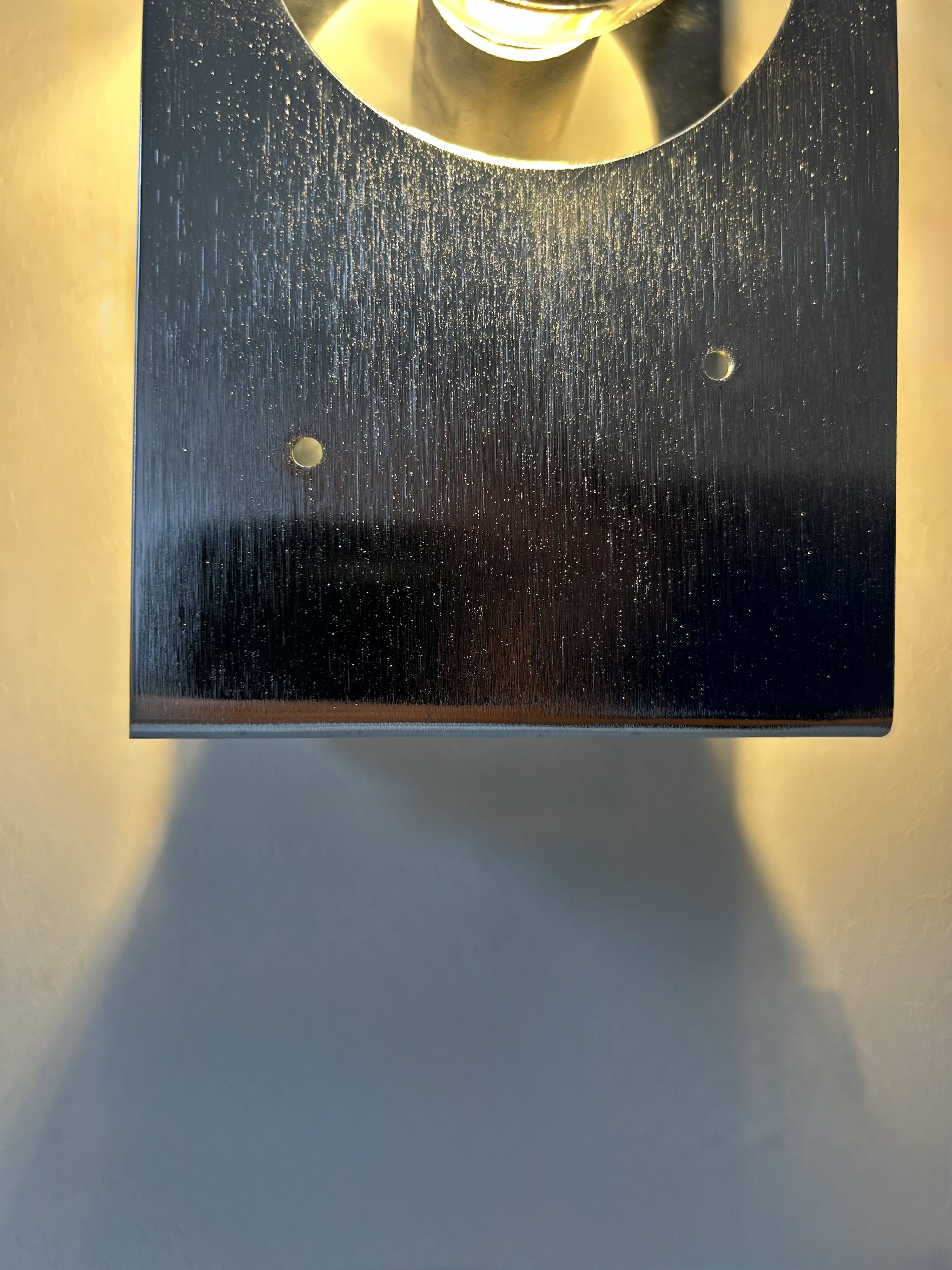 Pair of vintage wall lights, brushed metal, France, 1970