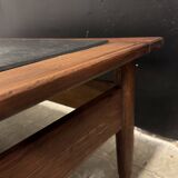 Vintage oak and slate coffee table