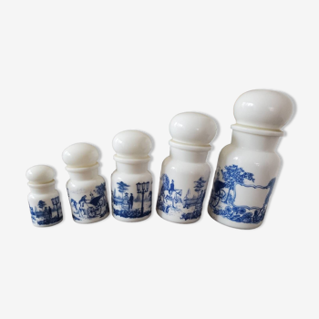 Opaline glass apothecary jar set