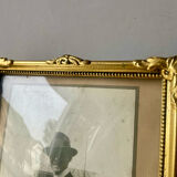 Antique  Frame gilded wood measurements 22 cm x 17  cm Convex Glass