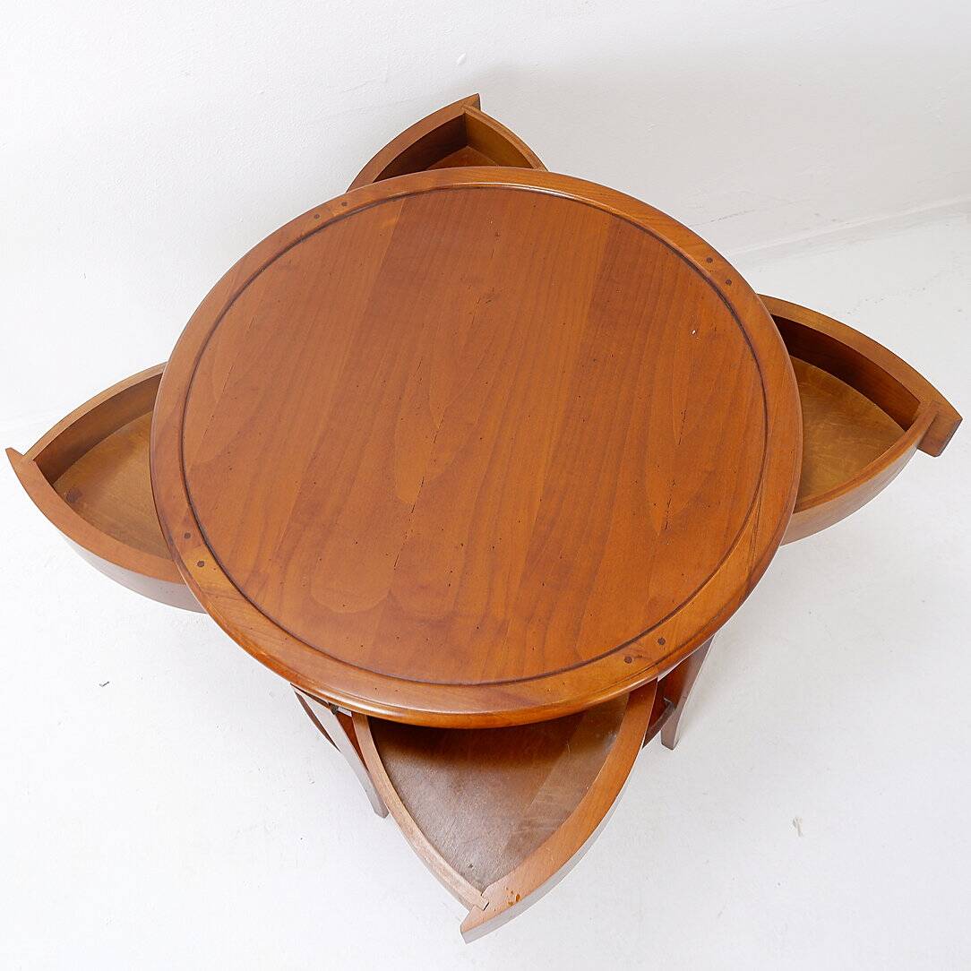 Table d'appoint ronde, 4 tiroirs, XXème s.