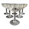 6 Coupes à champagne – Saint Louis service Noël gravure cristal de roche 3540