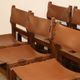 Series of 6 vintage Maison Regain chairs in leather and wood, 1960s
