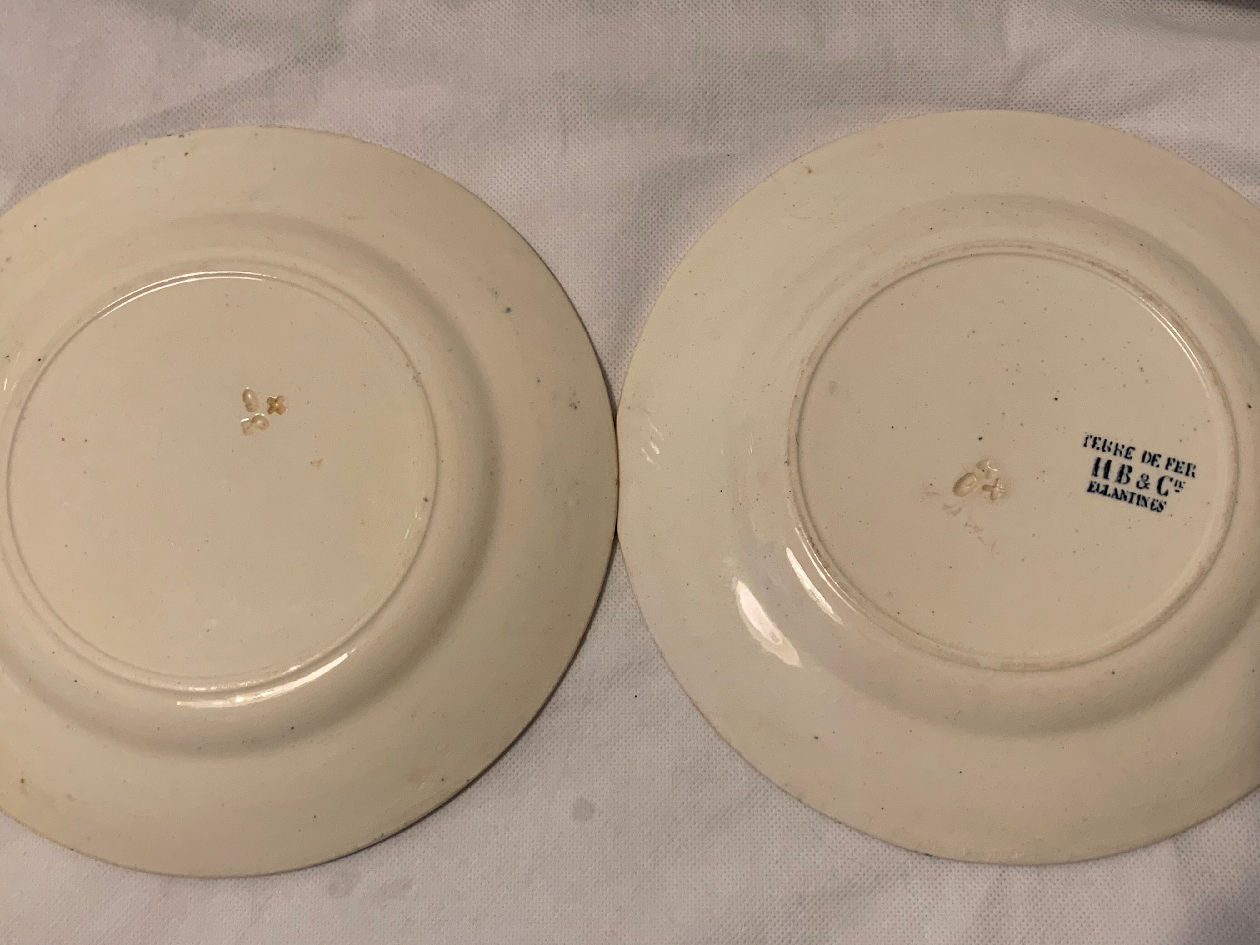 Set of 12 old blue dessert plates Eglantines, Iron Land, HB and Co.