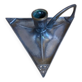 Bougeoir à main chandelier art nouveau triangle métal argenté vintage