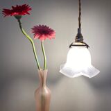Vintage frosted glass tulip pendant lamp