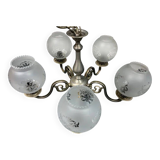 Pewter pendant light with glass globes