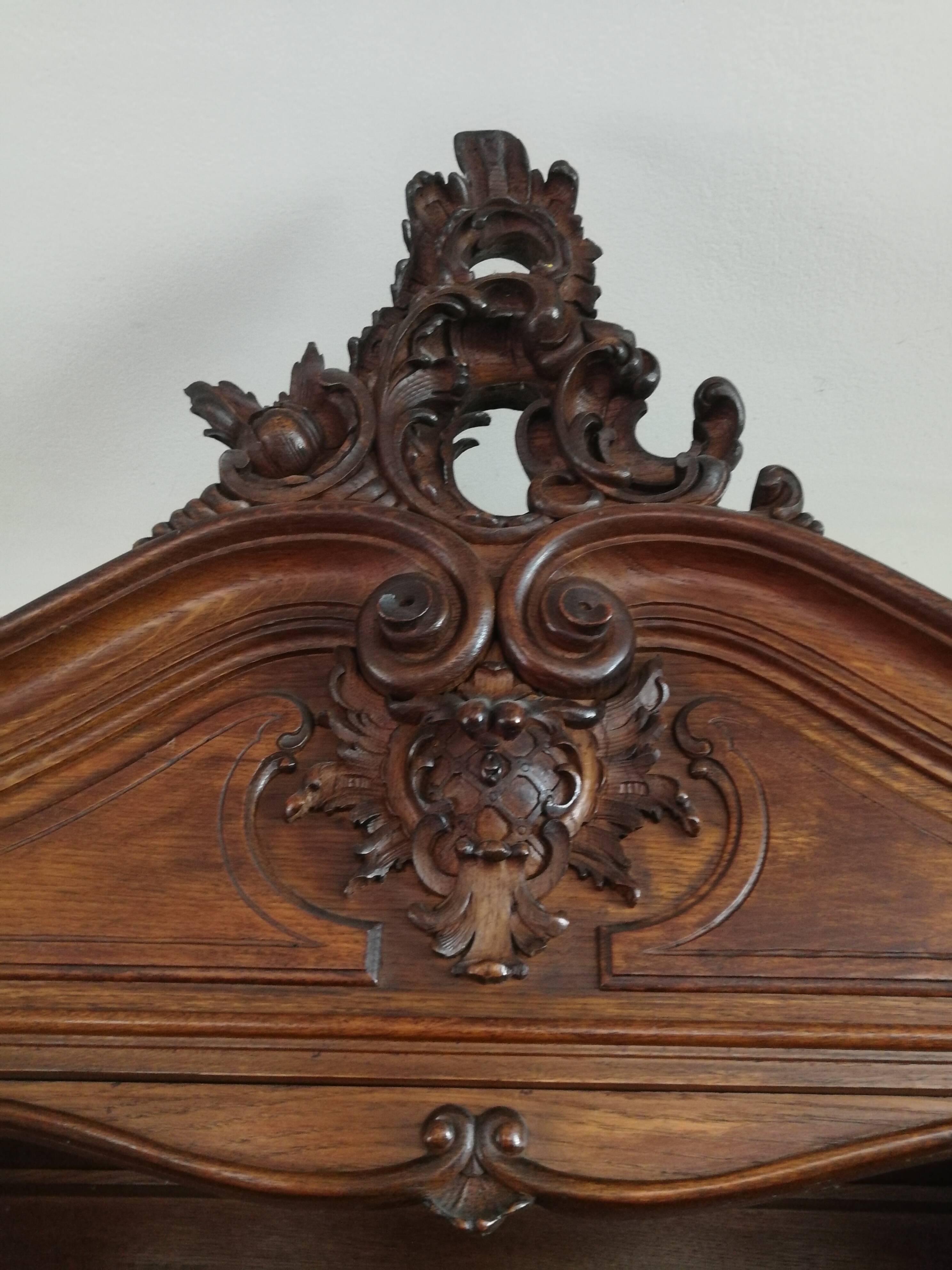 Upper part of an antique 19th-century dresser, Louis XV style.