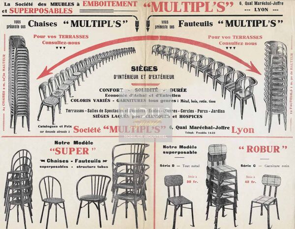 Chaises de bistrot Joseph Mathieu pour Multipl's