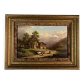 Oil on panel, Xanthus Smith United States, 1839-1929 Swiss Alpine Landscape