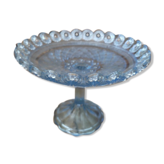 Présentoir à gâteaux corbeille à fruits dentelle verre bleu ancien dp 0422045