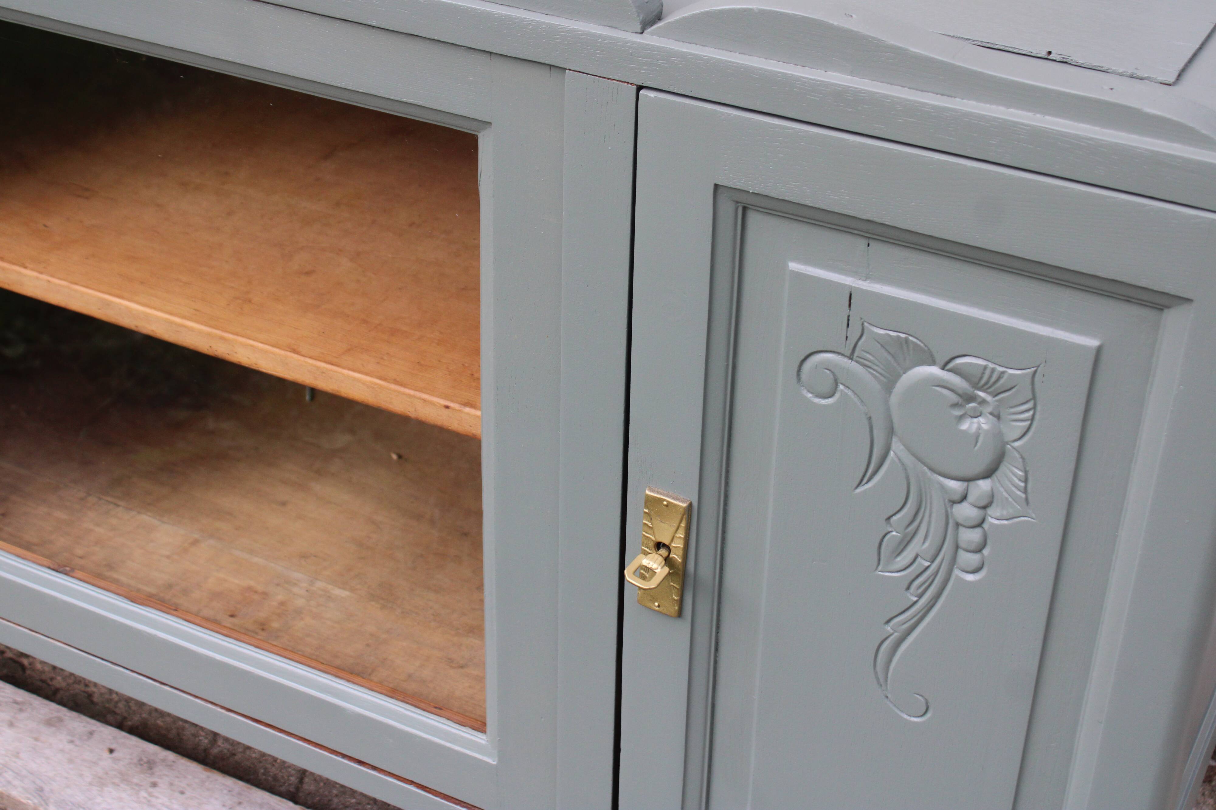 Renovated vintage sideboard with khaki paint – Haussmann chic & bohemian style