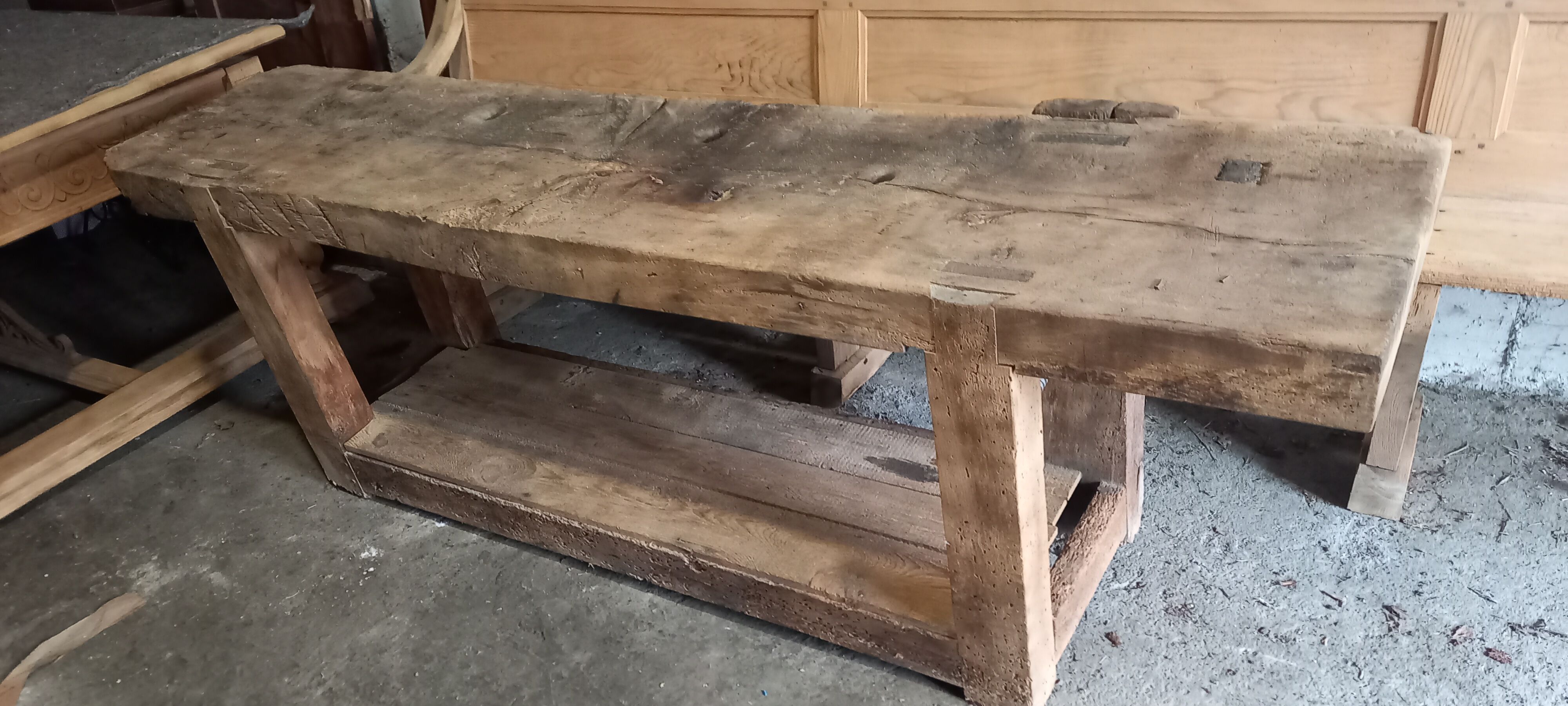 Superb old sandblasted workbench