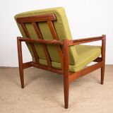 Pair of Danish Teak and fabric armchairs by Børge Jensen & Sønner 1960.