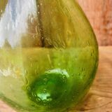 Biot carafe in green bubble glass