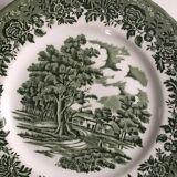 Set of 9 vintage W H Grindley plates – Country Style pattern (green)