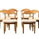Henning Kjærnulf dining chairs set in Oak and Sheepskin, Denmark, 1960s