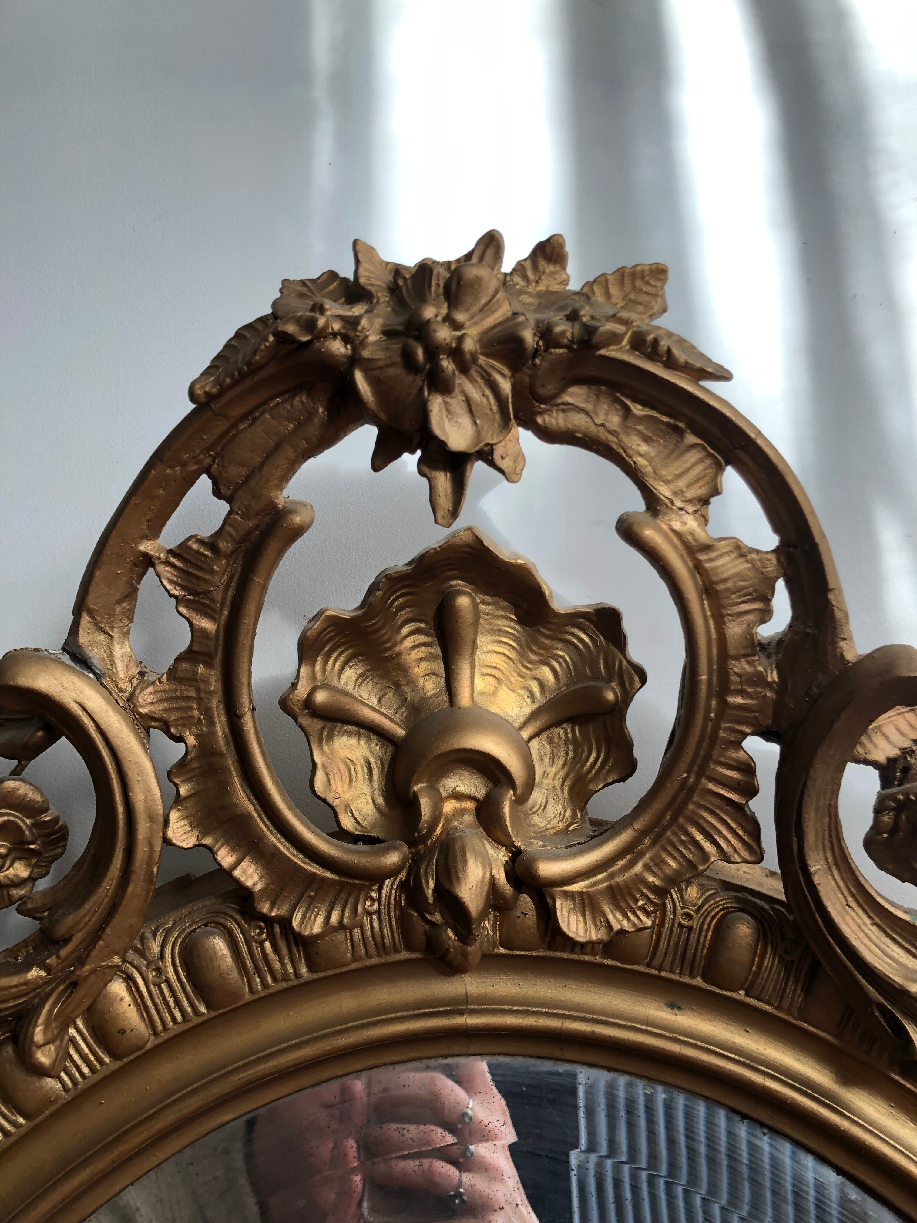 Oval mirror with pediment, 100x70 cm