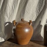 Large round stoneware jar