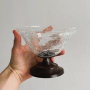 Small footed cracked glass bowl