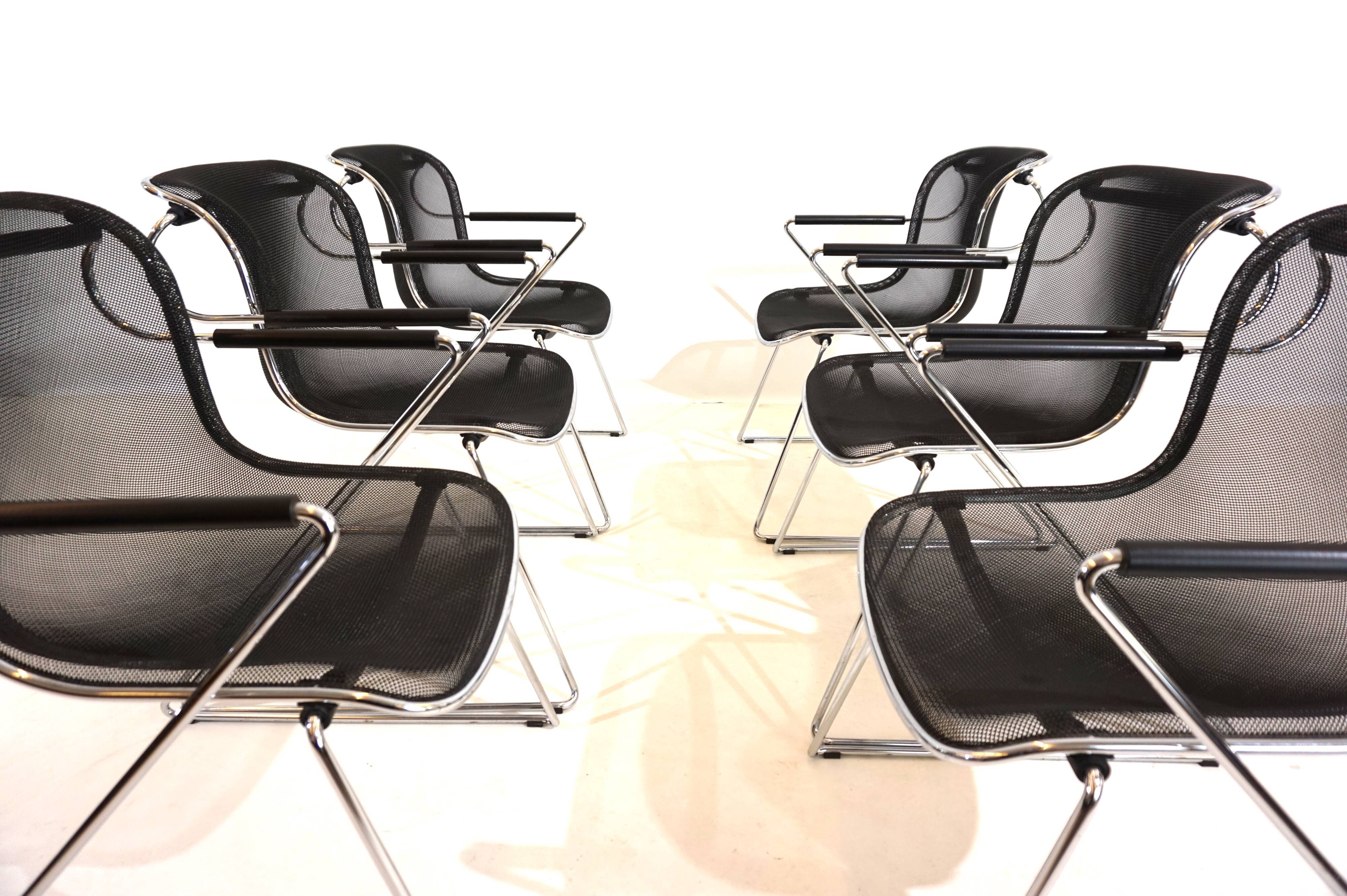 Set of 6 Castelli Penelope dining/conference chairs by Charles Pollock
