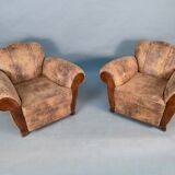 Pair of club deco armchairs