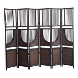 Vintage Six Panel Tinted Bamboo and Rattan Screen, Room Divider