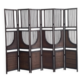 Vintage Six Panel Tinted Bamboo and Rattan Screen, Room Divider