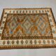 Old Turkish Rug 158x125 cm Vintage Oriental Rare Carpet Blue Brown Beige