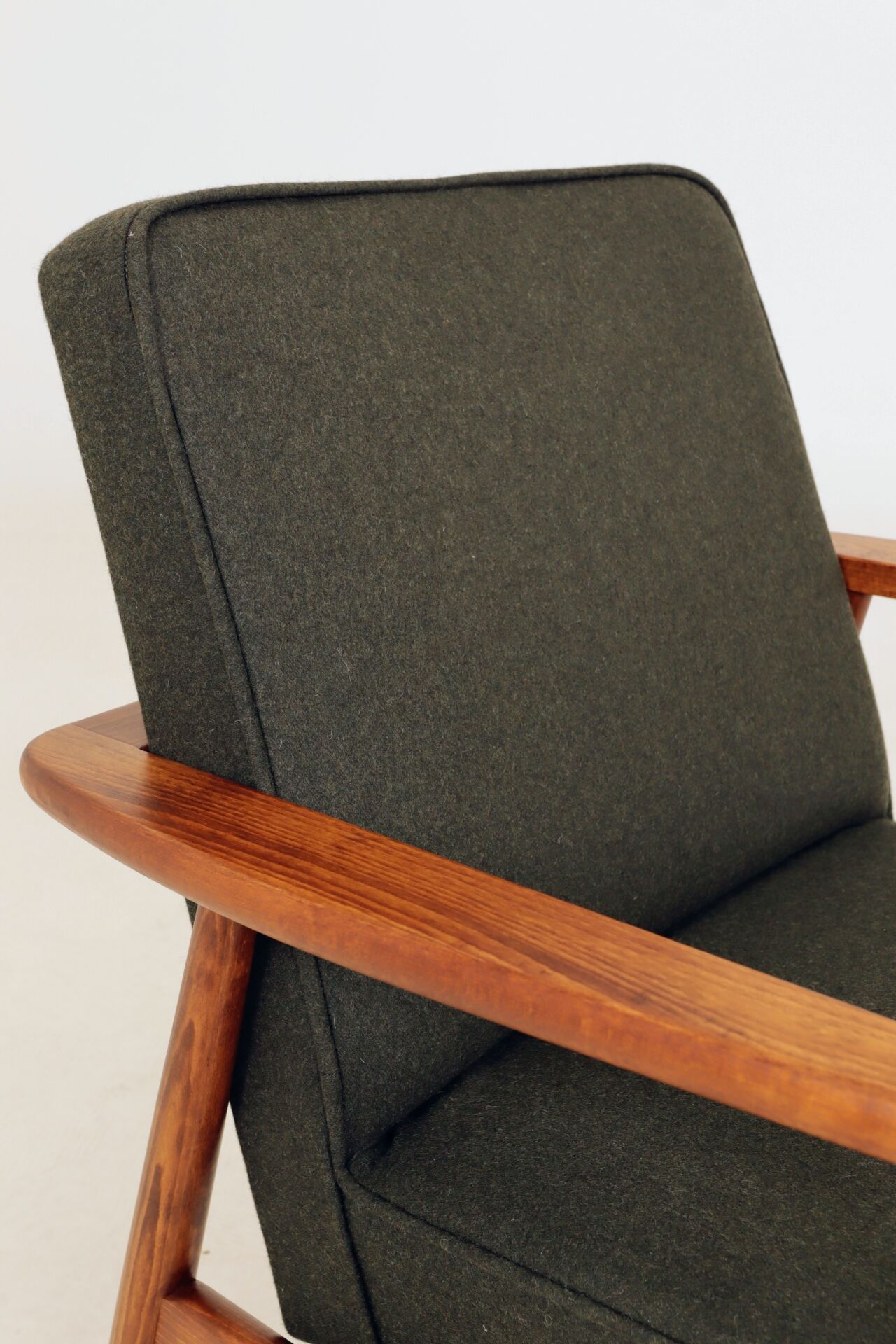 Modern living room chair deep olive green wool by M.Zielinski