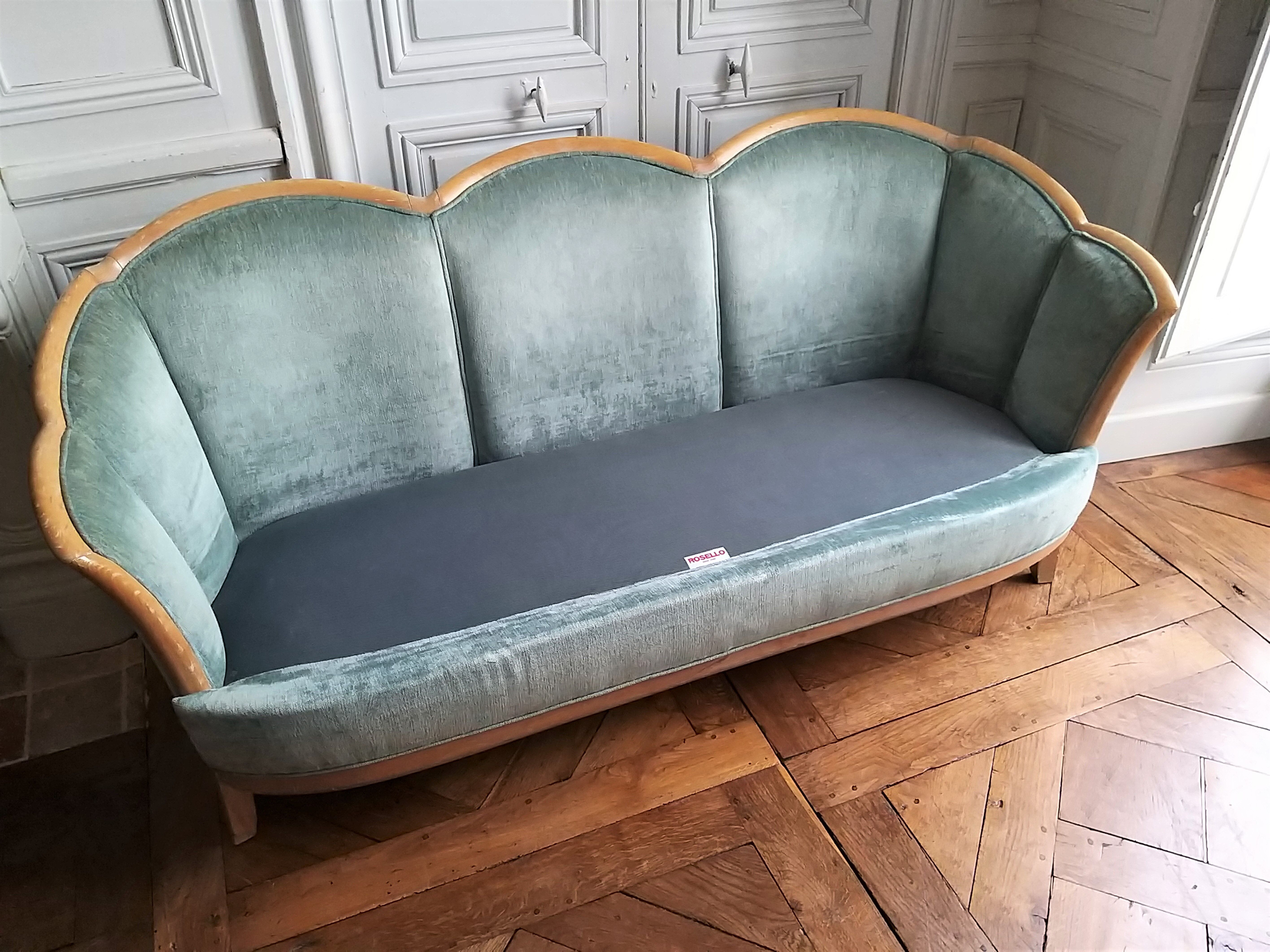 Vintage Art Deco style sofa design Rosello in Paris