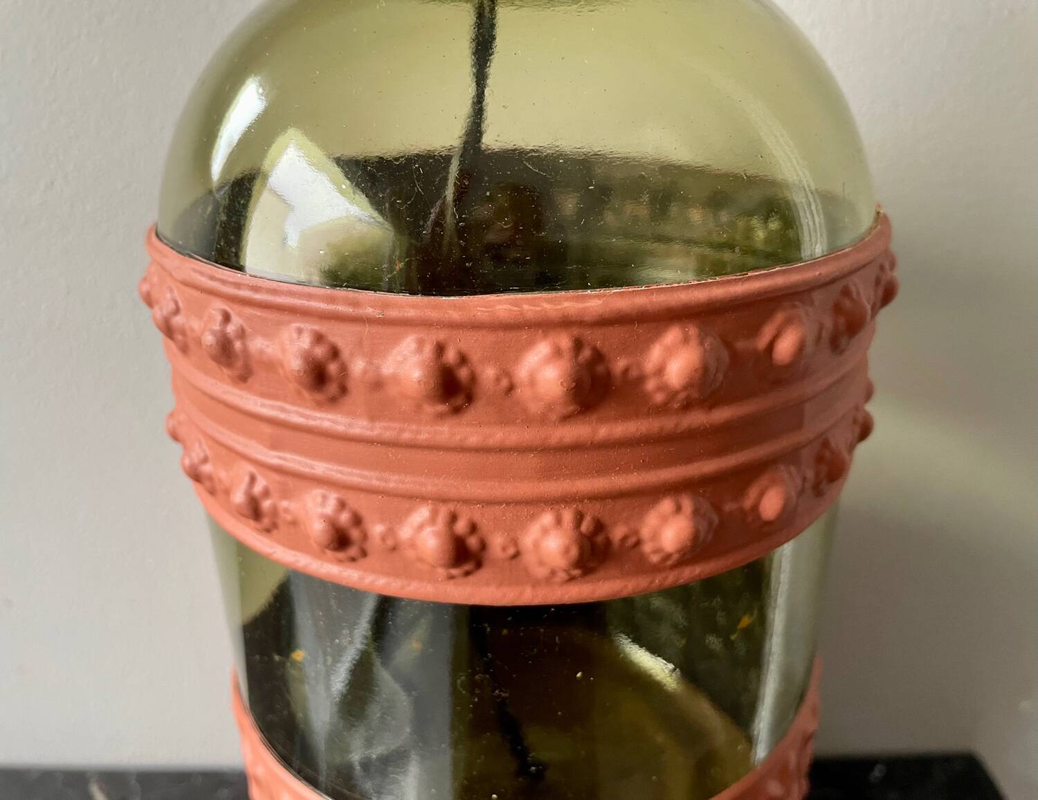 Vintage glass and metal lamp base
