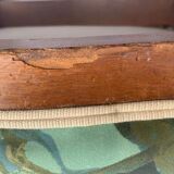 Footrest, wooden and antique floral fabrics