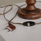 Deco Oak Turned Geometric Petite French Table Lamp