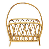 Bamboo and rattan magazine rack in the style of Franco Albini, Italy, 1970s.