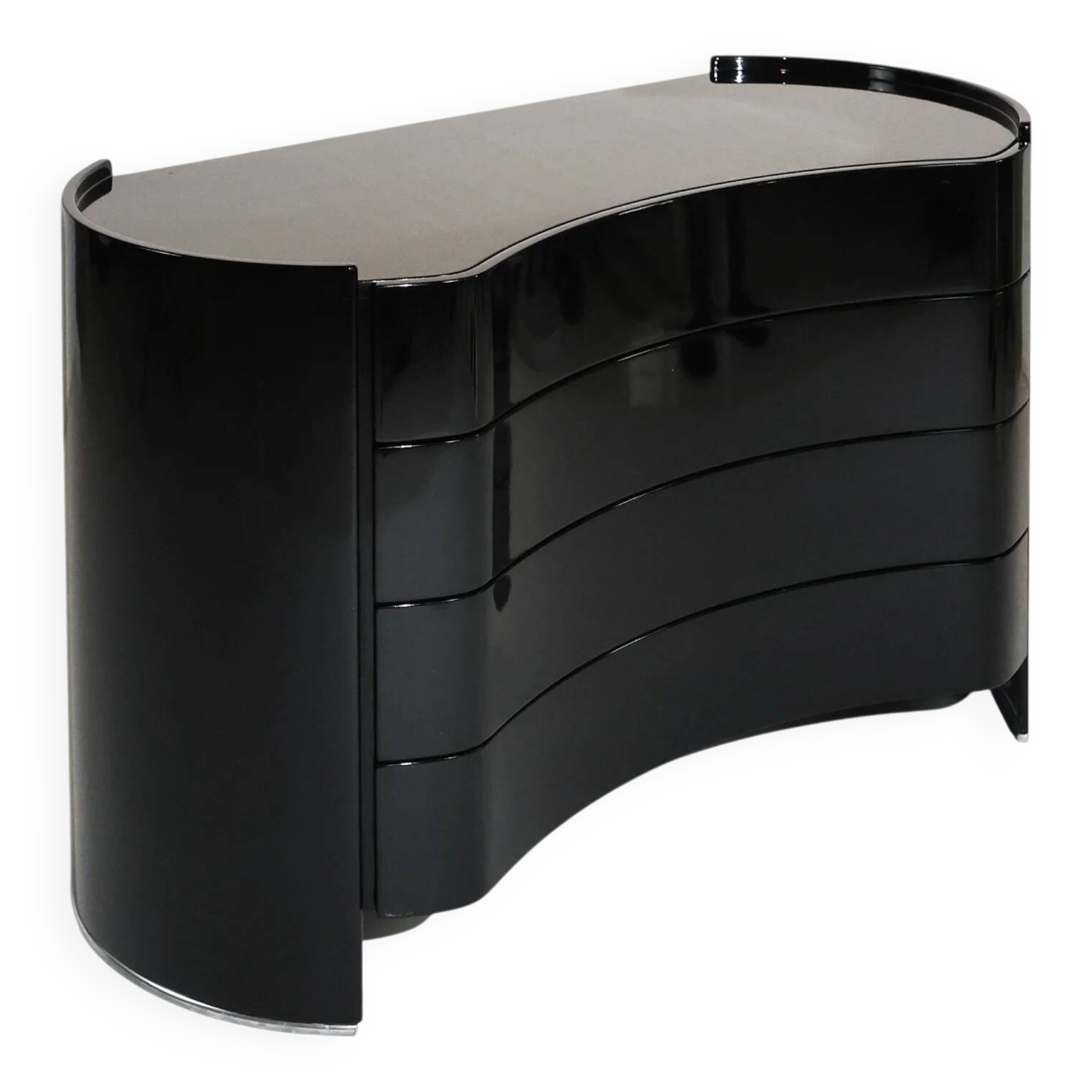 Curved black vintage commode "Aiace" by Benatti, Italy, 1970s