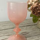 Goblet, stemmed glass in pink opaline, Portieux