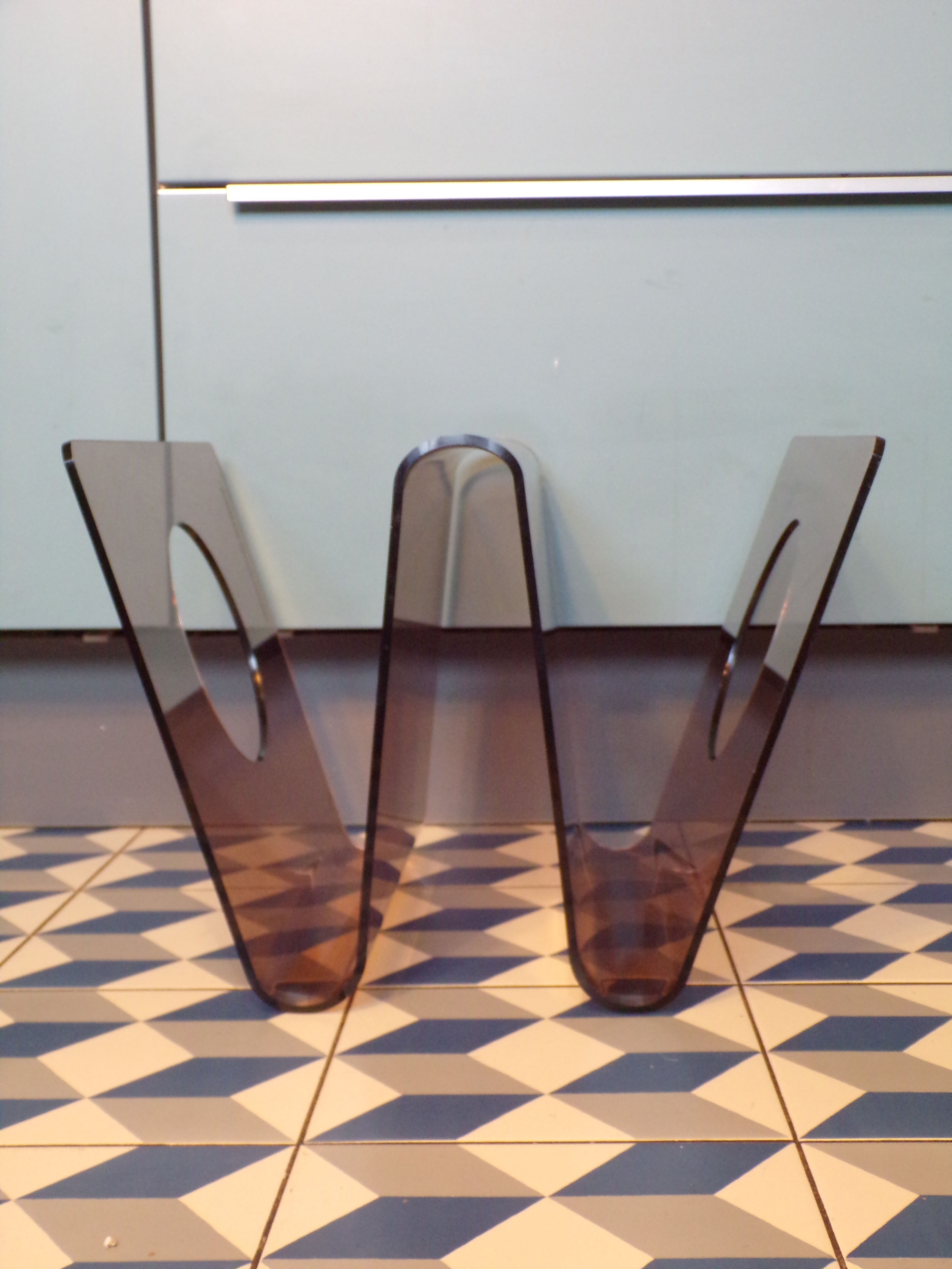 Michel Dumas smoked plexiglass magazine holder