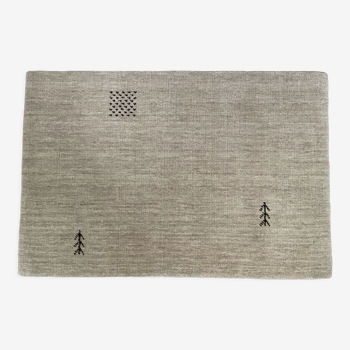 Hand-knotted wool rug off white 60x90cm